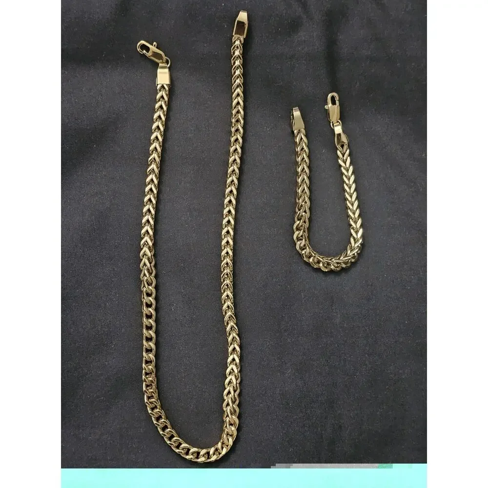 Combo 6mm 18in.chain & 8in bracelet Gold-Plated Stainless Steel box design